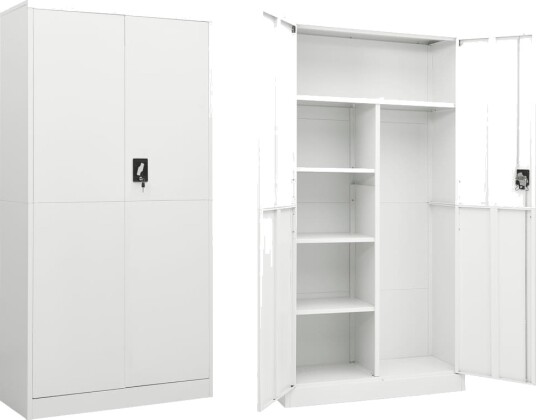 Oppbevaringsskap hvit 90x40x180 cm stål Hvit Oppbevaringsskap hvit 90x40x180 cm stål Hvit