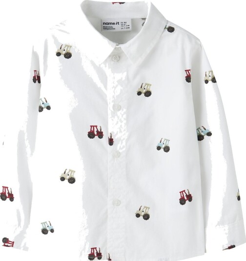 Name It Ractor Long Sleeve Barneklær Skjorte Hvit 98 med Økologisk Bomull