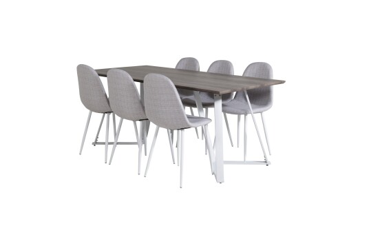 Venture Home Marina Spisegruppe 180 cm Rektangulær med 6 Polar Stoler Lys grå