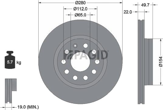 Bremseskive PAGID 54207NHC