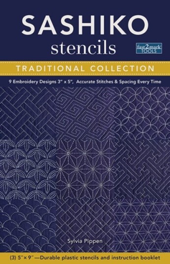 Sashiko Stencils, Traditional Collection 9 Embroidery Designs 3" x 5", Accurate Stitches & Spacing