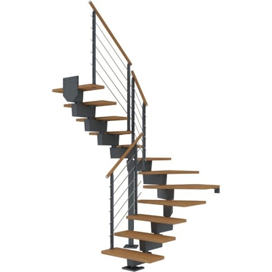 Dolle Dubai U trapp Antracit 7016 design oljeret Eik 80 14   Loddret Høyde 255 315cm