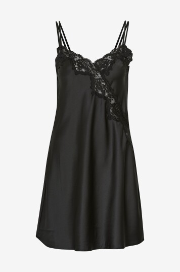 Lauren Ralph Lauren Nattkjole LRL Signature Double Strap Lace Chemise Svart