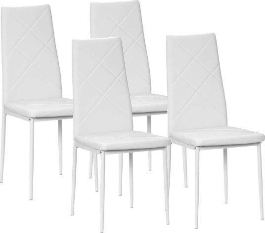 Hvite polstrede spisestuestoler i kunstskinn 4 pakning