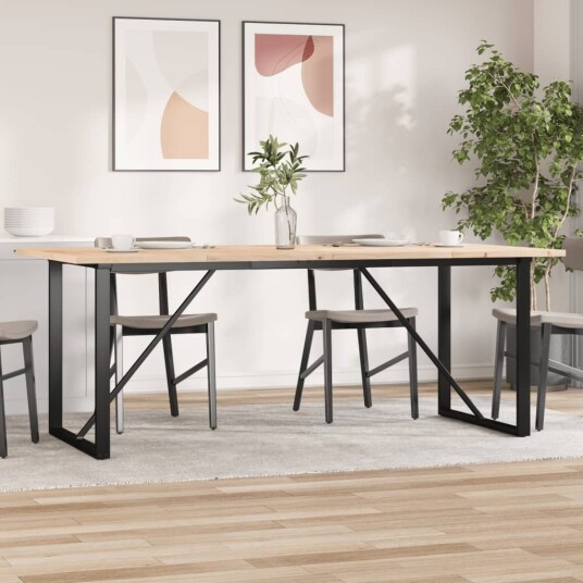 Spisebord O ramme 200x100x75,5 cm heltre furu og stål Spisebord O ramme 200x100x75,5 cm heltre furu og stål