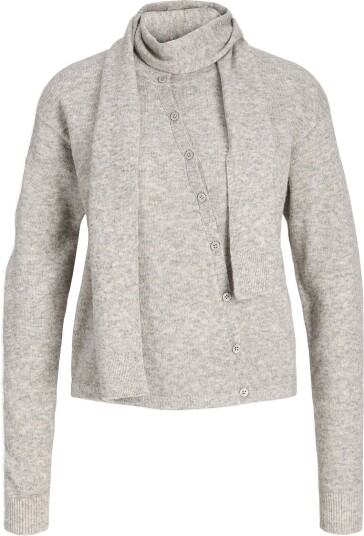JJXX Jxjane Scarf Cardigan Knit - MEDIUM GREY MELANGE - M