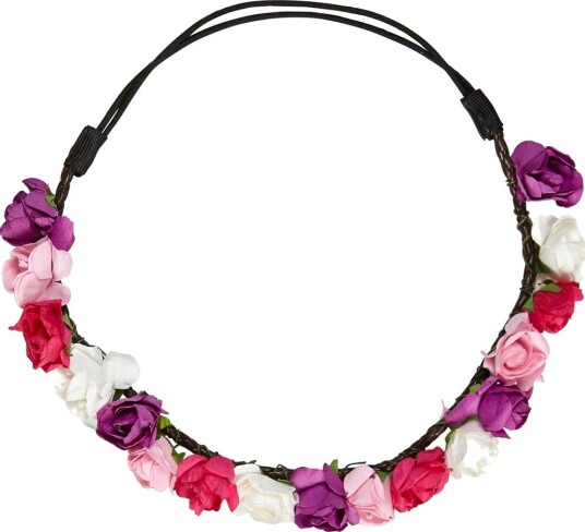 Pent Hodebånd med Lilla Rosa Hvite og Røde Blomster