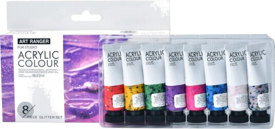 Art Ranger Akrylmaling 8x22ml Glitterfarger