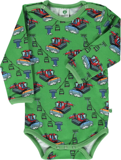 Småfolk Long Sleeved Baby Body With Snowcat Green 56