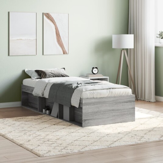 vidaXL Sengeramme grå sonoma 75x190 cm 8721012158061