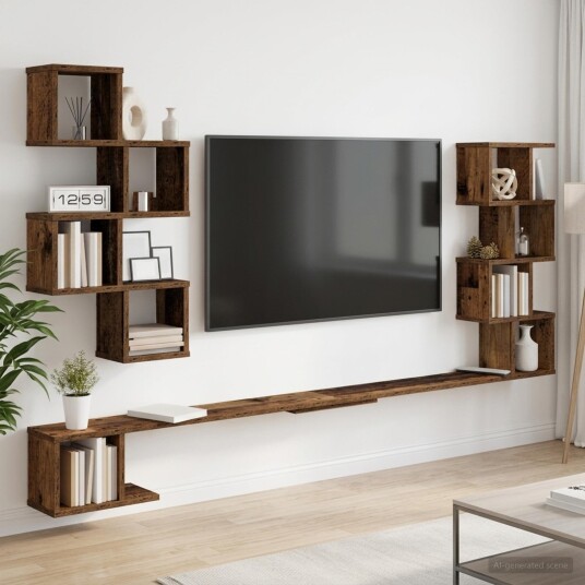 vidaXL Vegghengt TV hylle Gammelt tre 160 x 15 x 94 cm Konstruert tre