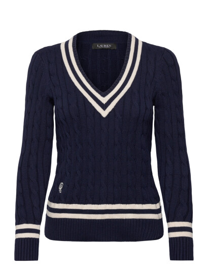 Lauren Ralph Lauren Gassed Cotton Sweater Pullover Navy L