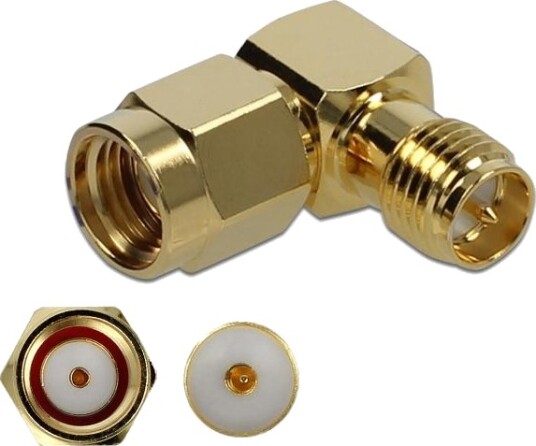 Delock Adapter RP-SMA plug to RP-SMA jack 90° 10 GHz Delock Adapter RP-SMA plug to RP-SMA jack 90° 10 GHz