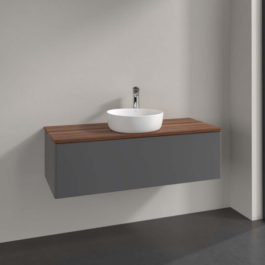 Villeroy & Boch Antao Servantskap med 1 skuff 120x50x36 cm m/lys Antrasitt/Valnøtt Villeroy & Boch Antao Servantskap med 1 skuff 120x50x36 cm m/lys Antrasitt/Valnøtt