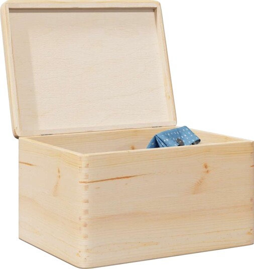 Trekasse med lokk 40x30x23 cm heltre furu Trekasse med lokk 40x30x23 cm heltre furu