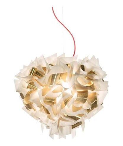 Slamp Veli Aurea Taklampe Stor Hvit/ Gull Med Rød Ledning