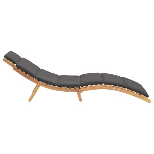 vidaXL Solstol med pute Mørke grå 188 x 55 x 59 cm Heltre teak vidaXL Solstol med pute Mørke grå 188 x 55 x 59 cm Heltre teak