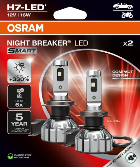 Osram Night Breaker LED Smart - H7 bilpærer - ECE-godkjent