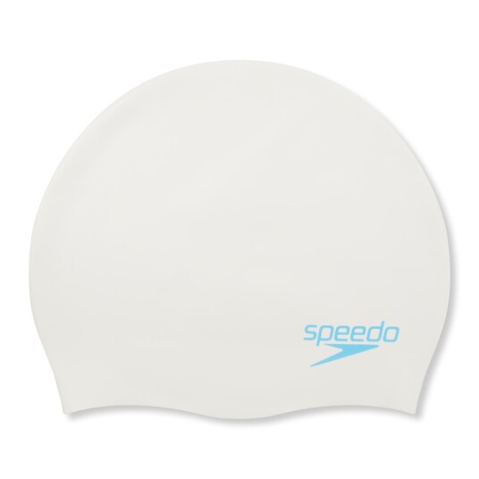 Speedo Plain Moulded Silicone Cap Junior White/blue One size