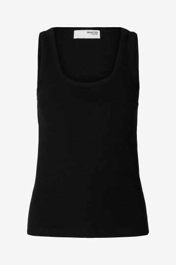 Selected Homme Singlet slfAnna U neck Tank Top Svart Selected Homme Singlet slfAnna U neck Tank Top Svart