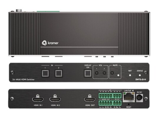 Kramer Swt3-21-H - Video/Audio Switch - 2 X Hdmi - Rackmonterbar - Poe - Dc Kramer Swt3-21-H - Video/Audio Switch - 2 X Hdmi - Rackmonterbar - Poe - Dc