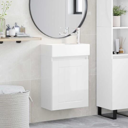 Badeværelses enhet med kran Høgglans hvit 45,5 x 25,5 x 84 cm Badeværelses enhet med kran Høgglans hvit 45,5 x 25,5 x 84 cm