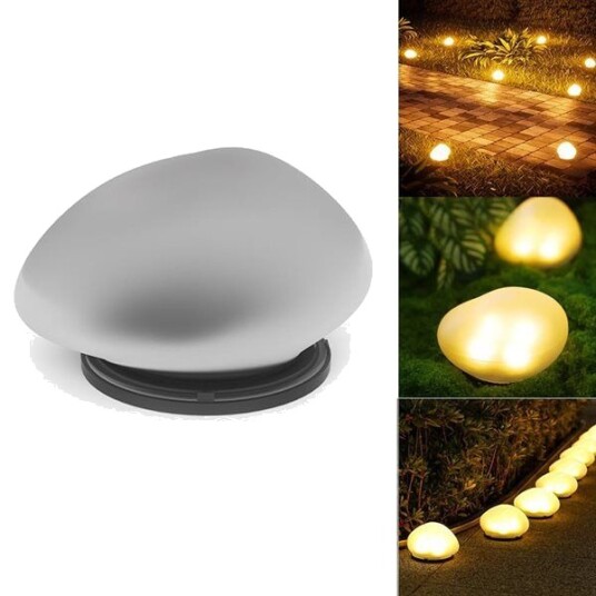 Solcellelampe stein varm hvit / hagebelysning sol / dekorativ utendørs lampe IP65 / LED steinlampe Solcellelampe stein varm hvit / hagebelysning sol / dekorativ utendørs lampe IP65 / LED steinlampe