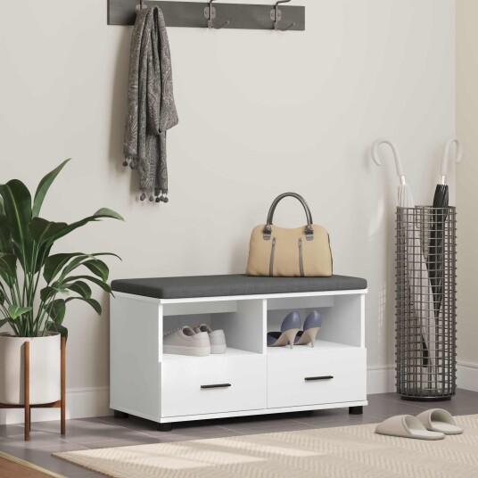 vidaXL Gangbenk Hvit 80 x 38 x 46 cm Konstruert treverk og stoff vidaXL Gangbenk Hvit 80 x 38 x 46 cm Konstruert treverk og stoff