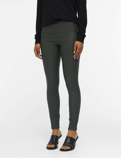 Object Objbelle Mw Coated Leggings Noos Khaki green 38