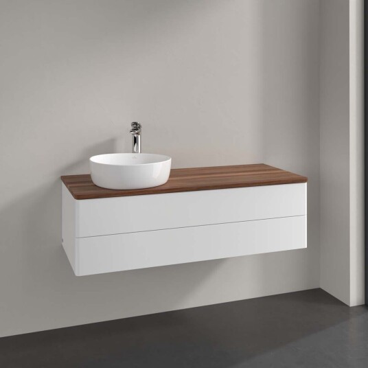 Villeroy & Boch  Antao Servantskap med 2 skuffer 120x50x36 cm m/lys Hvit Matt/Valnøtt