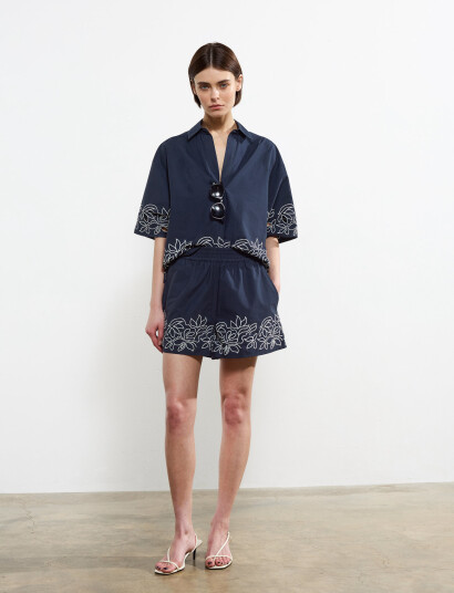 French Connection Alissa Cotton Shorts - Black - XS