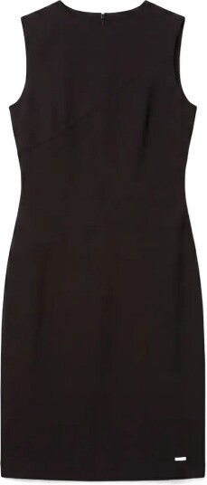 Calvin Klein Scuba Crepe Sl Colorblock Dress   Black   S