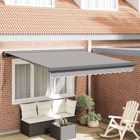 Manuell Uttrekkbar Markise Lys Grå 300x250 cm  Markiseduk for 3x2,5 m ramme Lys Grå
