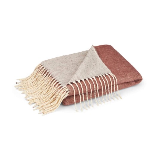 Warm & Comfy Ullpledd Mohair mix 130x170 cm Rødbrun / Grå