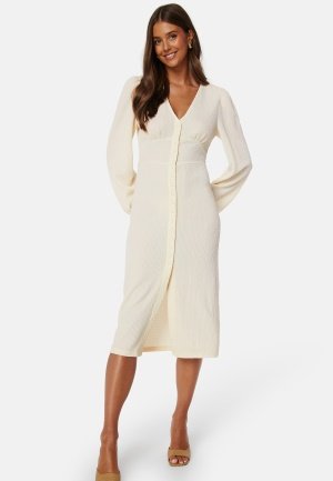 BUBBLEROOM Structure Button Midi Dress Offwhite XL BUBBLEROOM Structure Button Midi Dress Offwhite XL