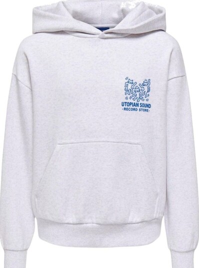 Only & Sons Osjceres hettegenser, Super Light Grey Melange (110/116) 110/116