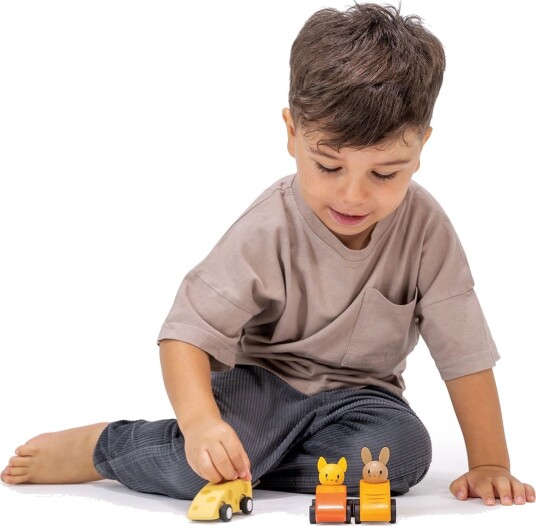 Mentari 3 Pullback Racing Cars Animal Friends Yellow ONE SIZE