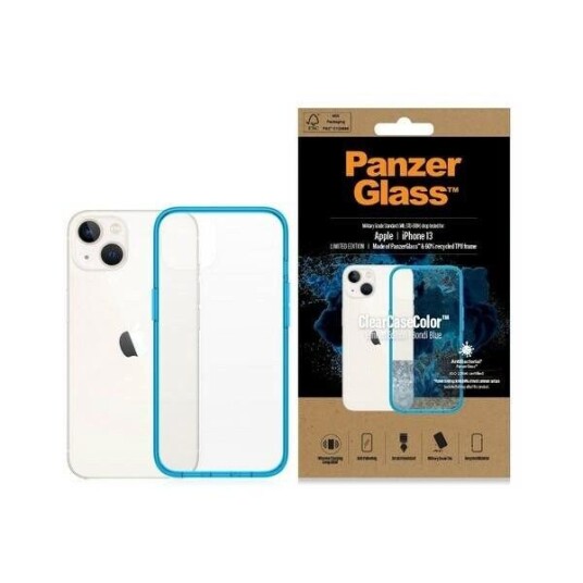 PanzerGlass ClearCase Mobildeksel iPhone 13 Antibakteriell Bondi Blå Limited Edition