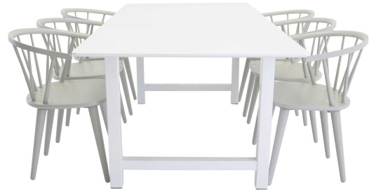 Venture Design Count & Bobby spisegruppe Hvit/grå 6 st stoler & bord 220 x 100 cm