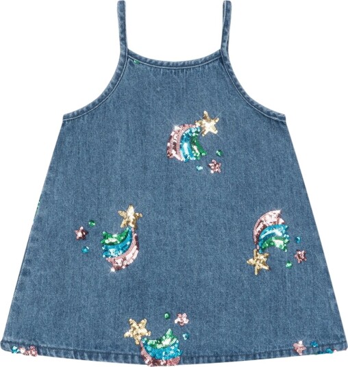Konges Sløjd Kjole Denim Magot paljetter Rainbow Star Konges Sløjd 7 8 år (122 128) Kjole Blå Grønn Gull Rosa