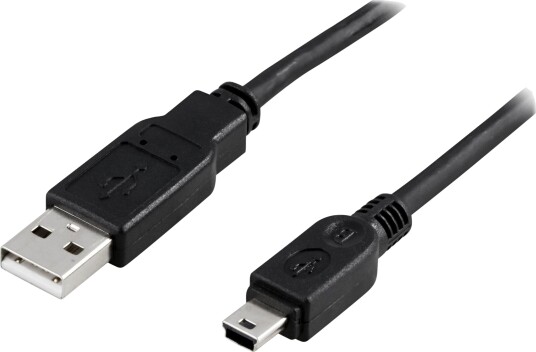 Deltaco USB 2.0 kabel 2m - USB A til Mini-USB B - Svart