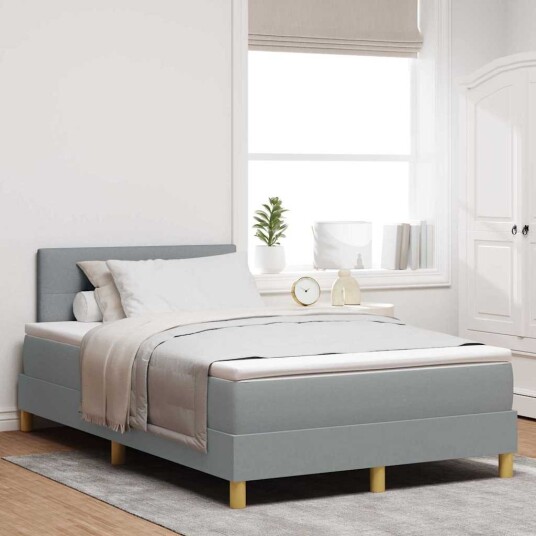 Box Spring Seng med Madrass Lys Grå 120x190 cm Stoff