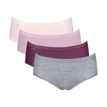 Sloggi Truser 4P Basic Plus Midi Color Rosa/Grå bomull 40 Dame