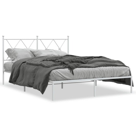Sengeramme i metall med hodegavl hvit 140x190 cm 8721012374355