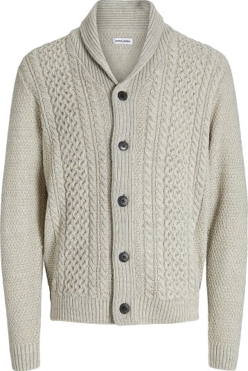 Jack & Jones Kardigan jjPaul Knit Shawl Hvit Jack & Jones Kardigan jjPaul Knit Shawl Hvit