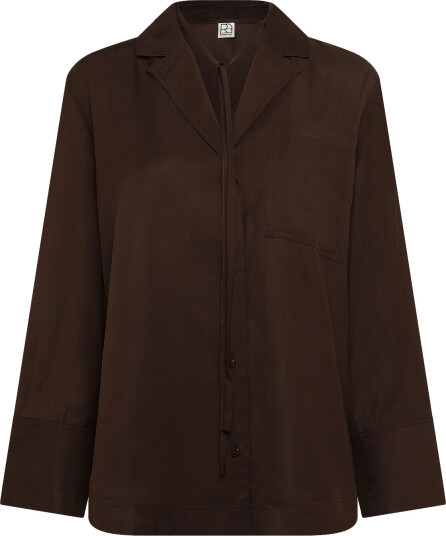 ROUGE EDIT Routonia L/S Oversized Resort Collar   Brown   44