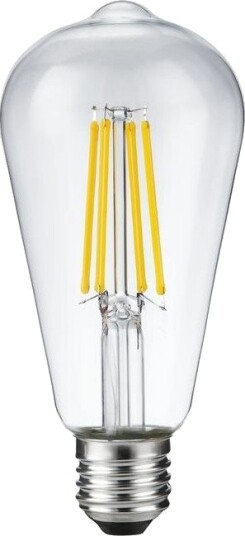 Spl E27 8W dimbar LED Rustika pære ST64 filament 2500K klart glass 650lm Dimbar : Dimbar Kulør : Ekstra varm