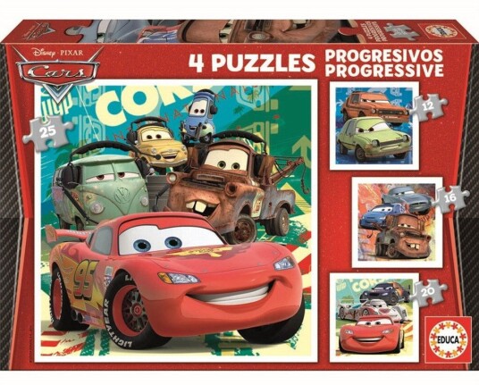 Educa Puslespill 12+16+20+25 Brikker Disney Pixar Biler