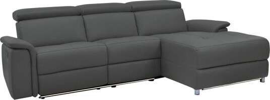 Hjørnesofa 3 seter Pareli Grå Lær/PU Høyre Manuell Recliner Grå Lær/PU Høyre Manuell Recliner