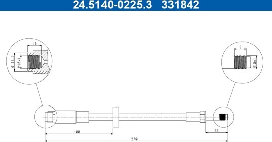ATE 24.5140 0225.3 Bremseslange